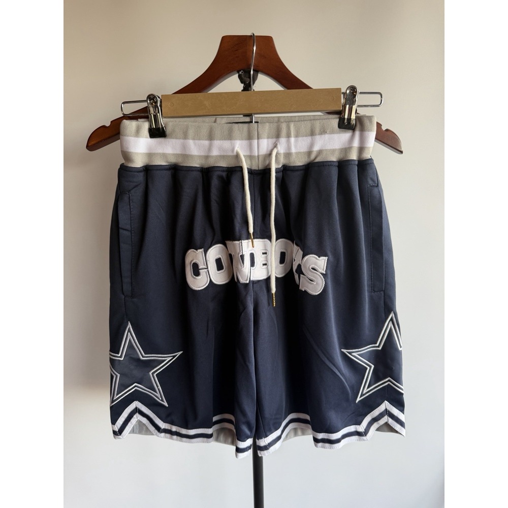 Just Don Dallas Cowboys Shorts Blue Embroidered Spellout Mens S Made In USA